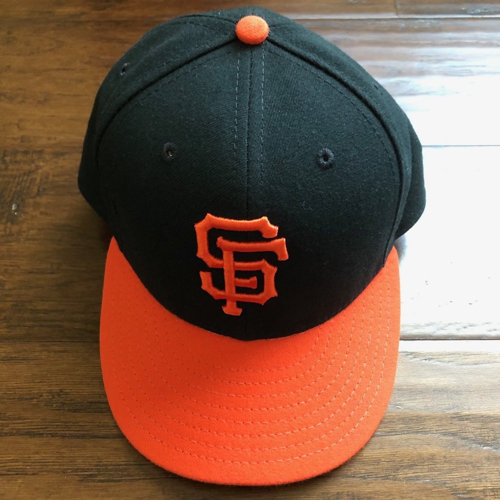 New Era 59 Fifty San Francisco Giants baseball cap hat 7.5 7 1/2 black orange - Picture 2 of 8